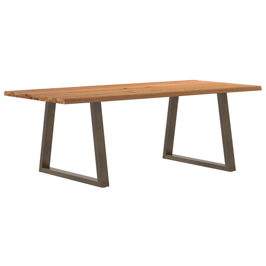 Table à manger avec bord naturel 220x100x74cm bois massif chêne