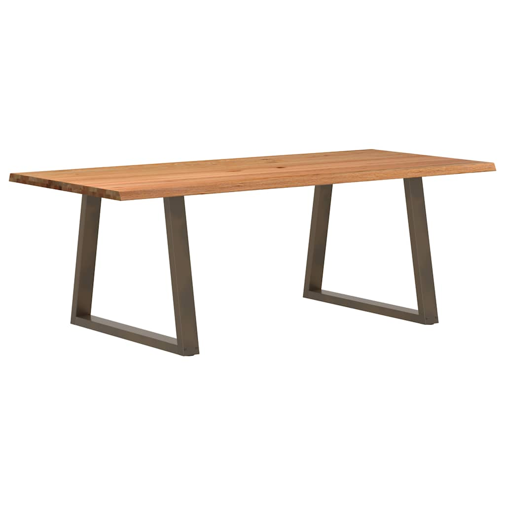 Table à manger avec bord naturel 220x100x74cm bois massif chêne