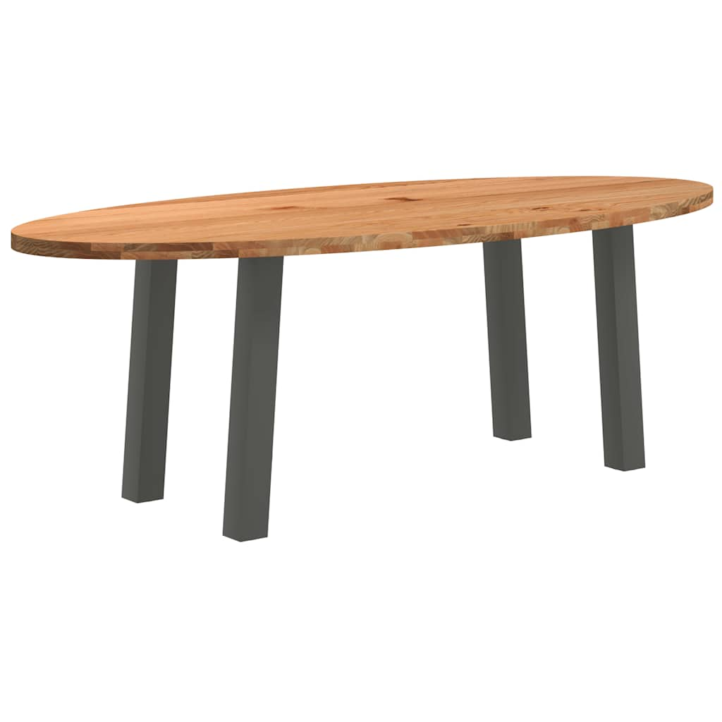 Table à manger 220x100x74 cm bois de chêne massif ovale