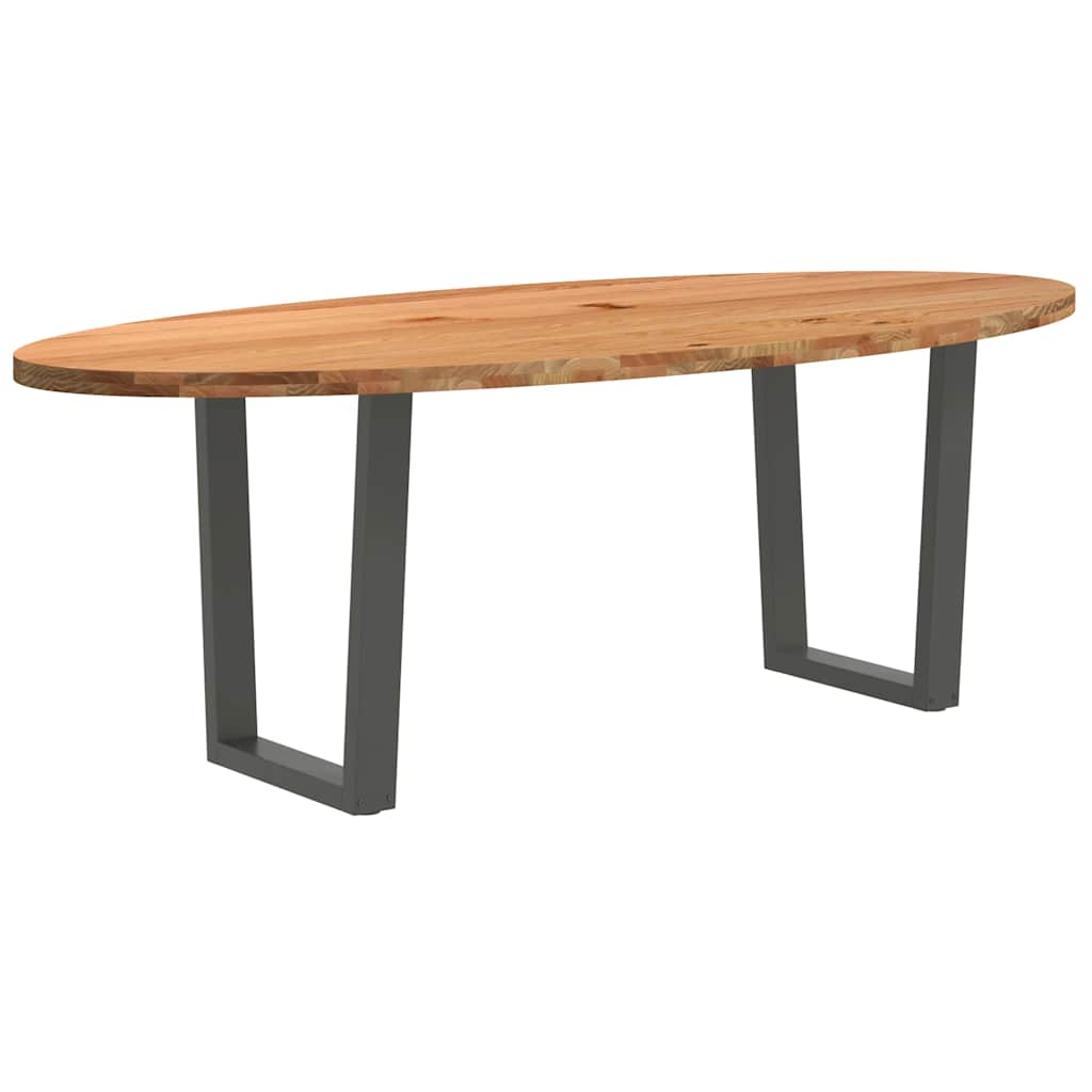 Table à manger 220x100x74 cm bois de chêne massif ovale