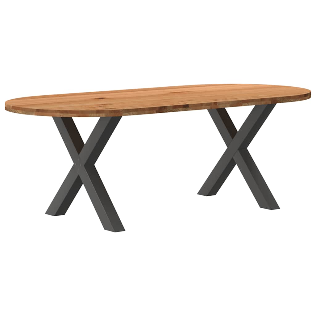 Table à manger 220x100x74 cm bois de chêne massif ovale