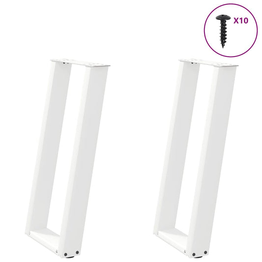 Pieds de table console forme de U 2pcs blanc 28x(72-73)cm acier