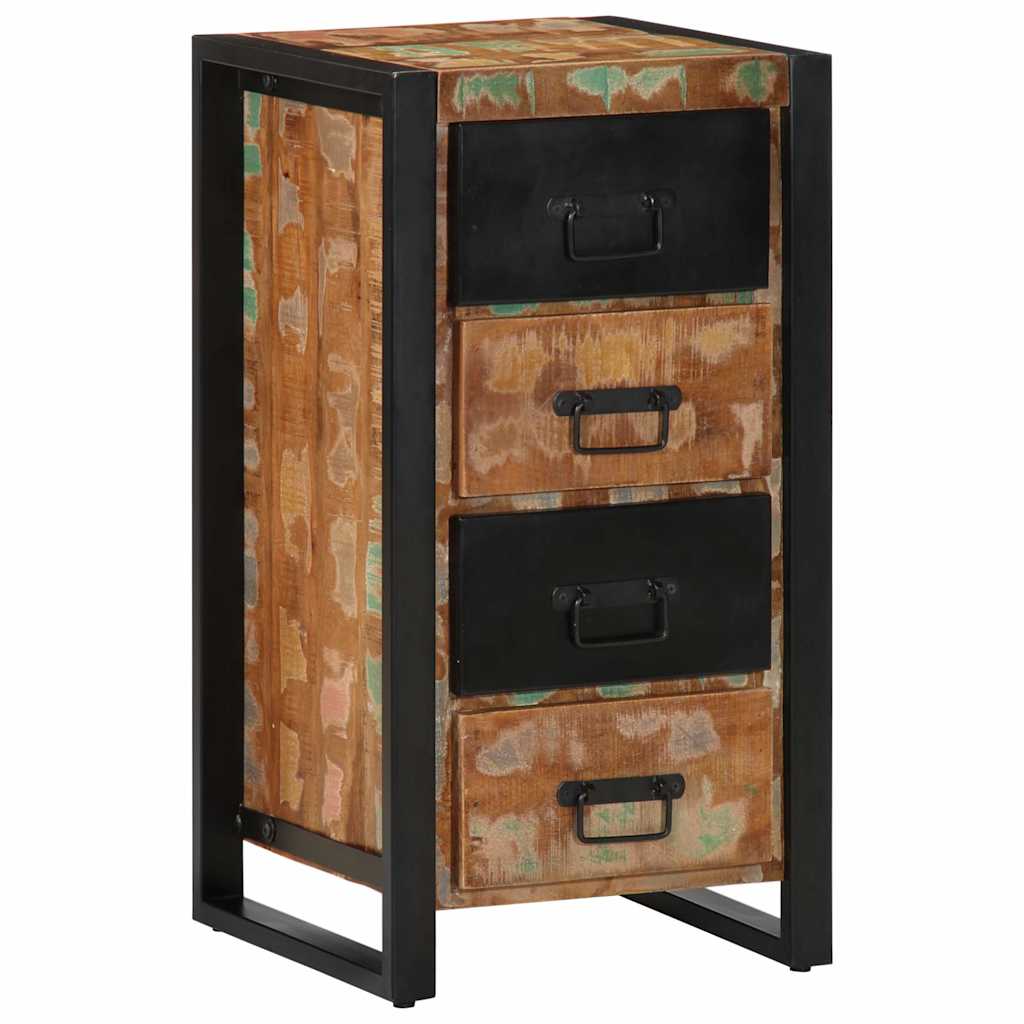 Armoire à tiroir multicolore 40x40x90 cm bois de récupération