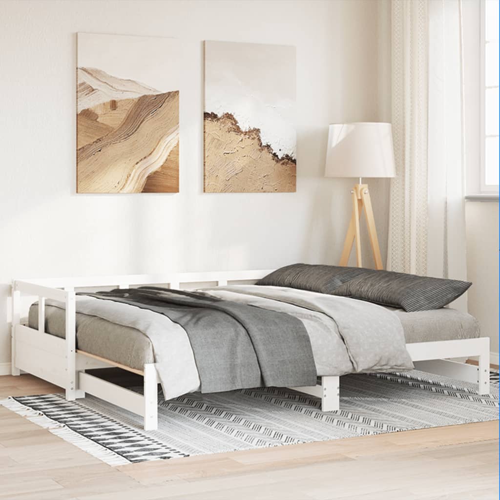 Lit de jour sans matelas blanc 80x200 cm bois de pin massif