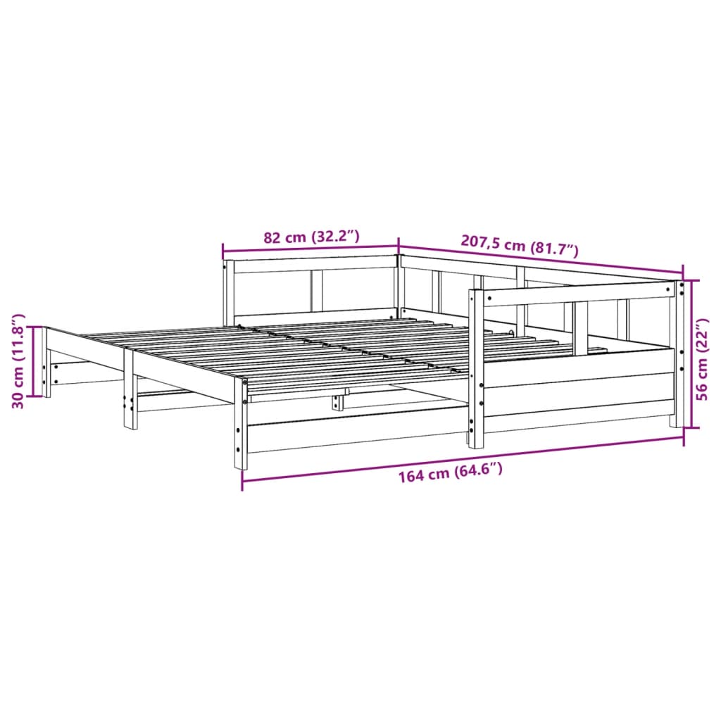 Lit de jour sans matelas cire marron 80x200 cm bois pin massif