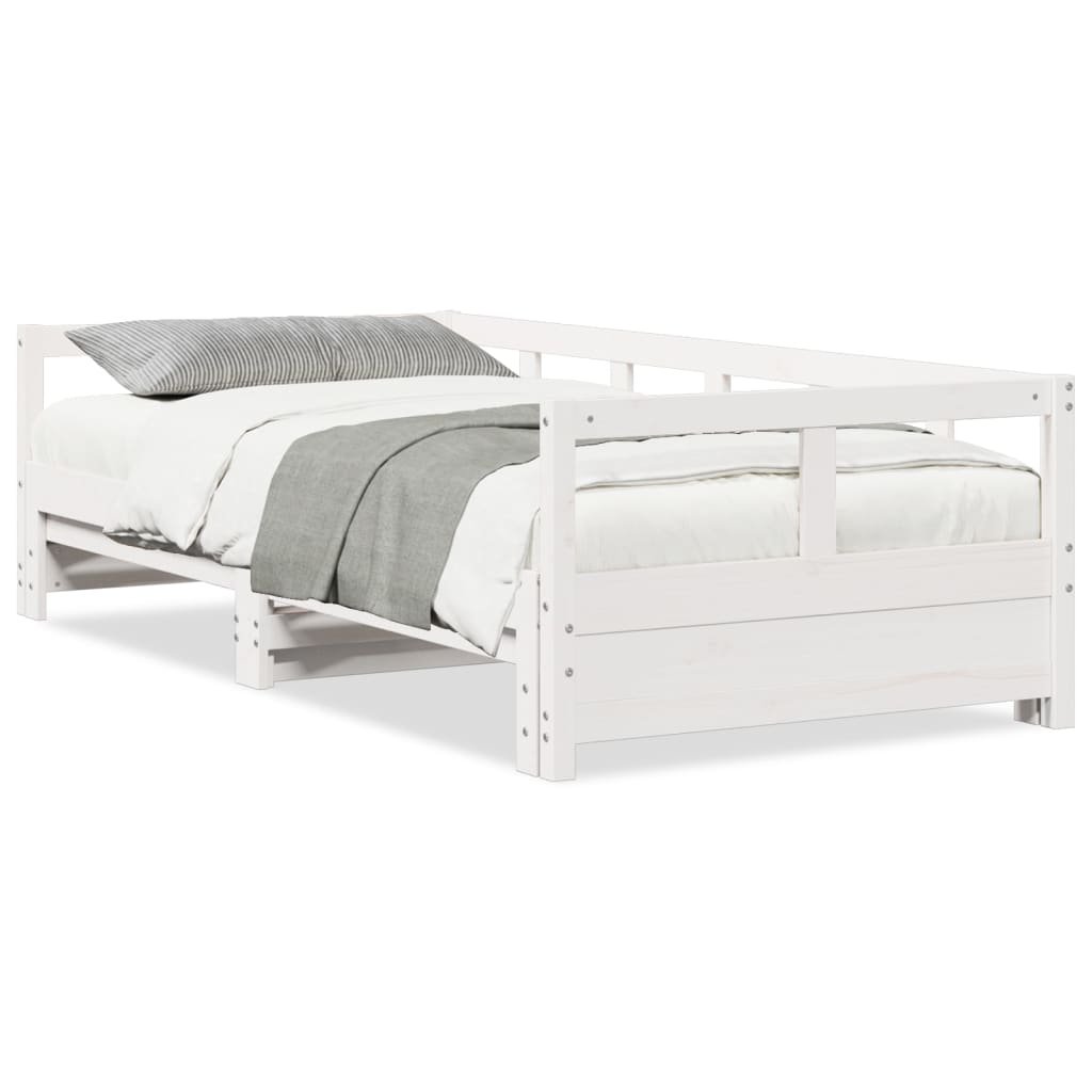 Lit de jour sans matelas blanc 90x190 cm bois de pin massif