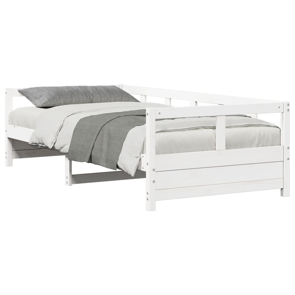 Lit de jour sans matelas blanc 90x200 cm bois de pin massif