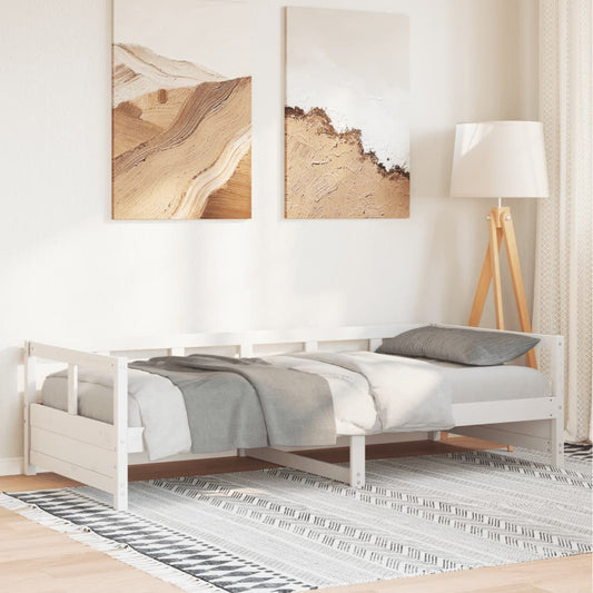 Lit de jour sans matelas blanc 90x200 cm bois de pin massif