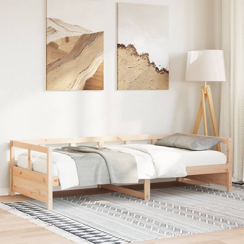 Lit de jour sans matelas naturel 90x190 cm bois pin massif