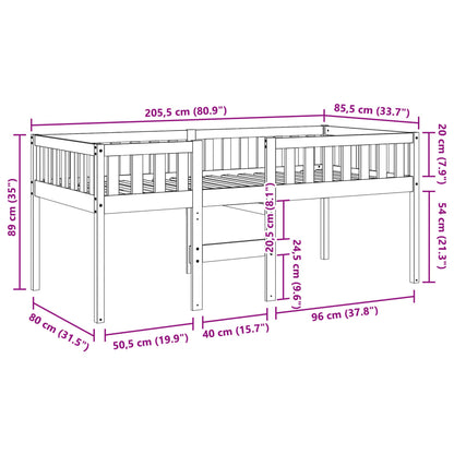 Lit pour enfants sans matelas 80x200 cm bois de pin massif