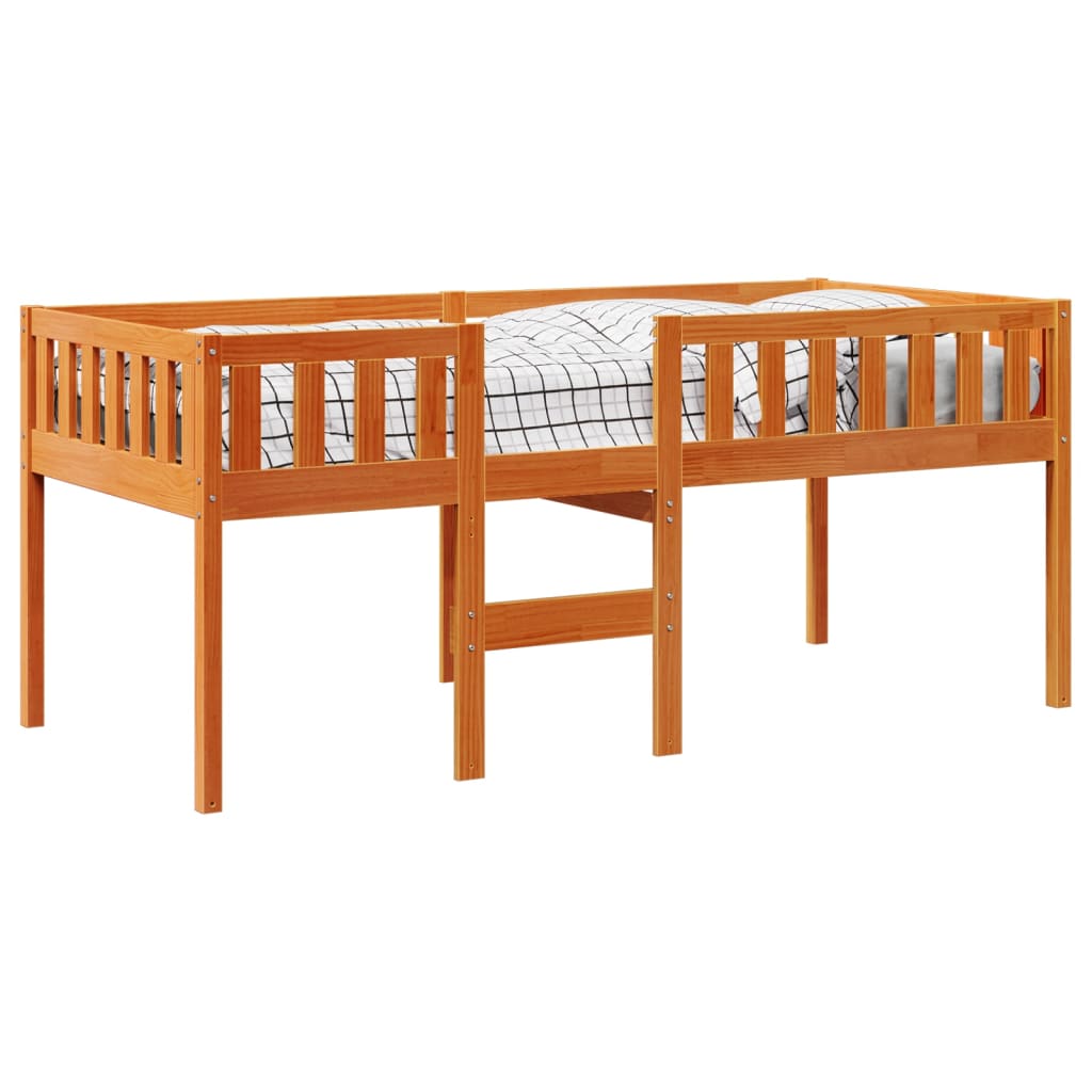 Lit pour enfants sans matelas cire marron 80x200 cm pin massif