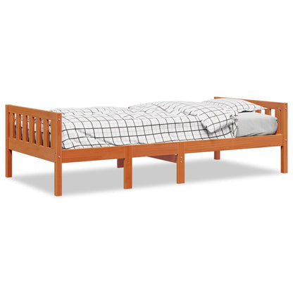 Lit pour enfants sans matelas cire marron 80x200 cm pin massif