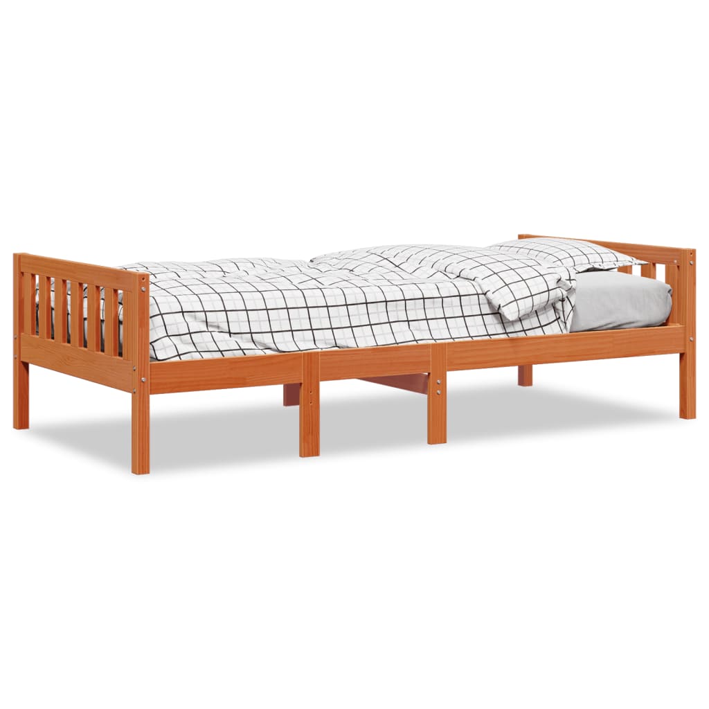 Lit pour enfants sans matelas cire marron 90x200 cm pin massif