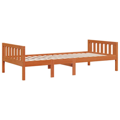 Lit pour enfants sans matelas cire marron 90x200 cm pin massif