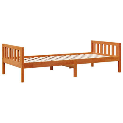 Lit pour enfants sans matelas cire marron 90x190 cm pin massif