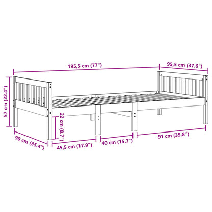 Lit pour enfants sans matelas cire marron 90x190 cm pin massif