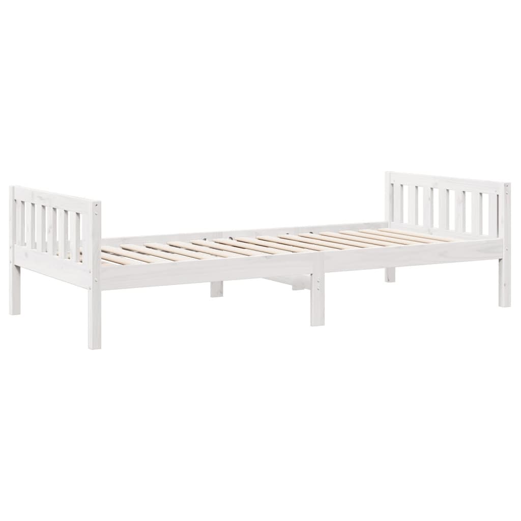 Lit pour enfants sans matelas blanc 75x190cm bois de pin massif