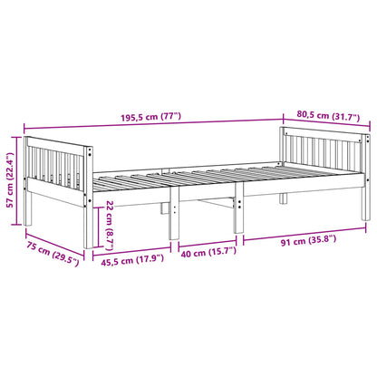 Lit pour enfants sans matelas blanc 75x190cm bois de pin massif