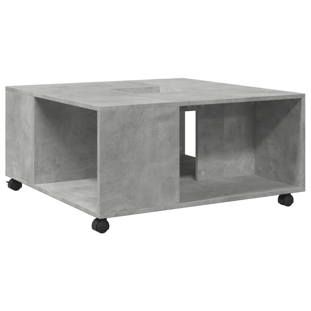 Table basse gris béton 80x80x40 cm bois d'ingénierie