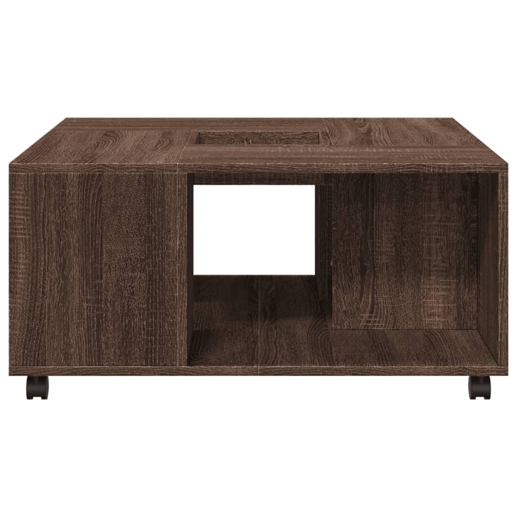 Table basse chêne marron 80x80x40 cm bois d'ingénierie