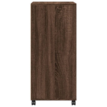 Armoire à roulettes chêne marron 55x40x91 cm bois d'ingénierie