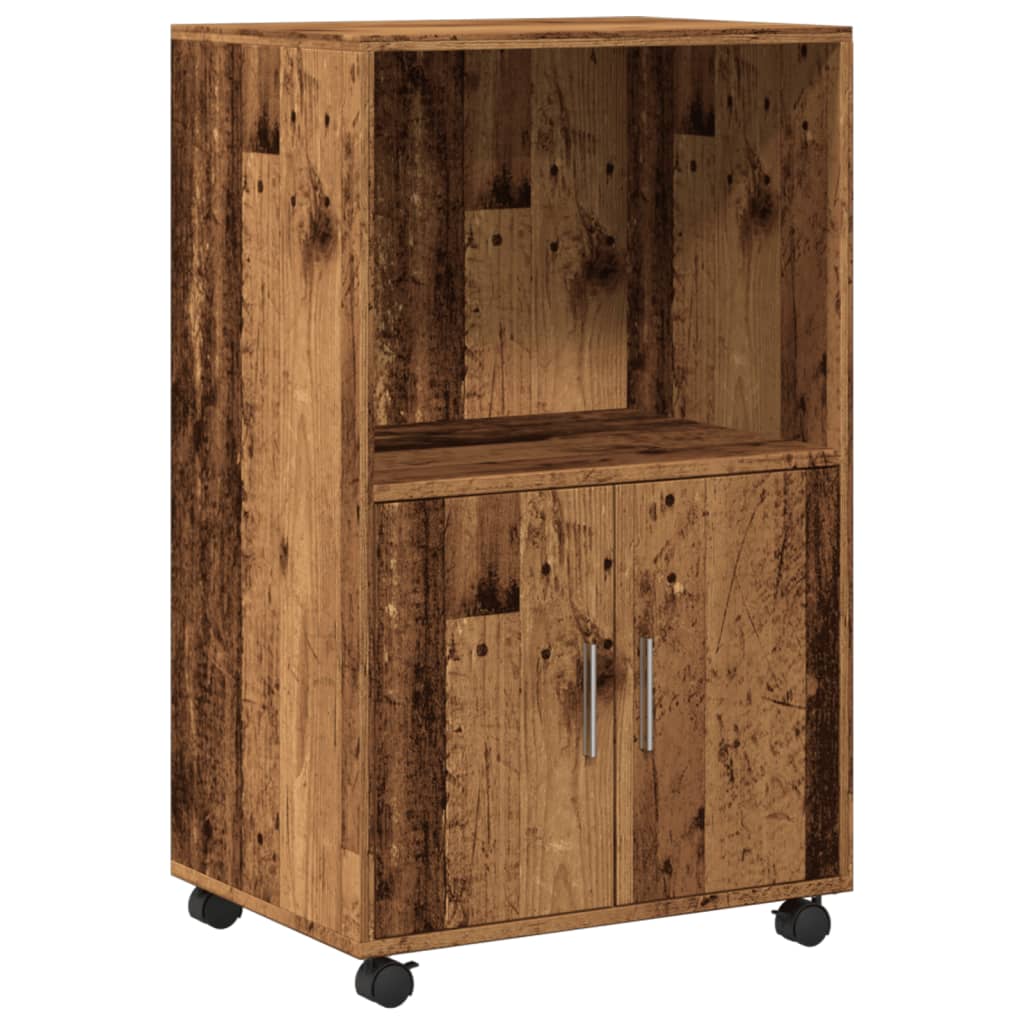 Armoire à roulettes vieux bois 55x40x91 cm bois d'ingénierie