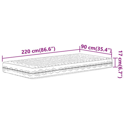 Matelas en mousse blanc 90x220 cm dureté H2 H3