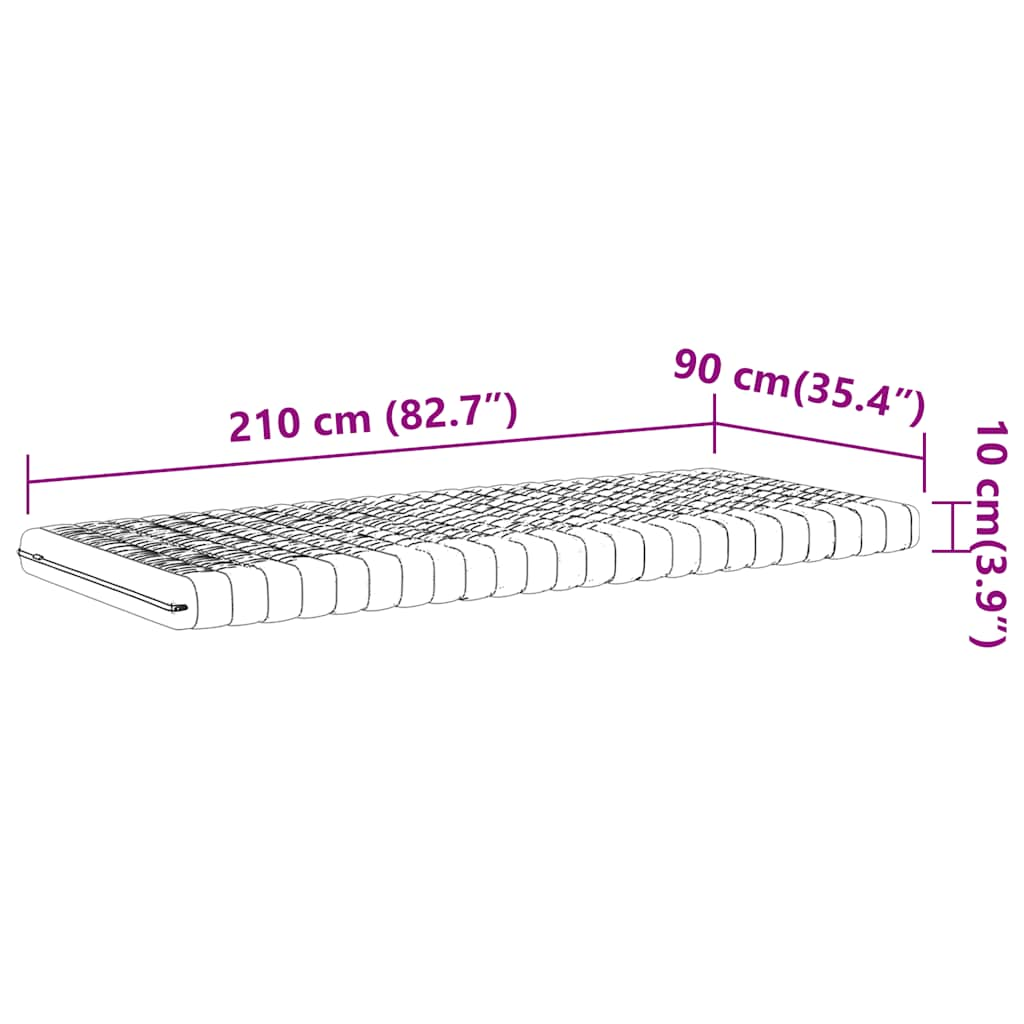 Matelas en mousse blanc 90x210 cm 7 zones dureté 20 ILD