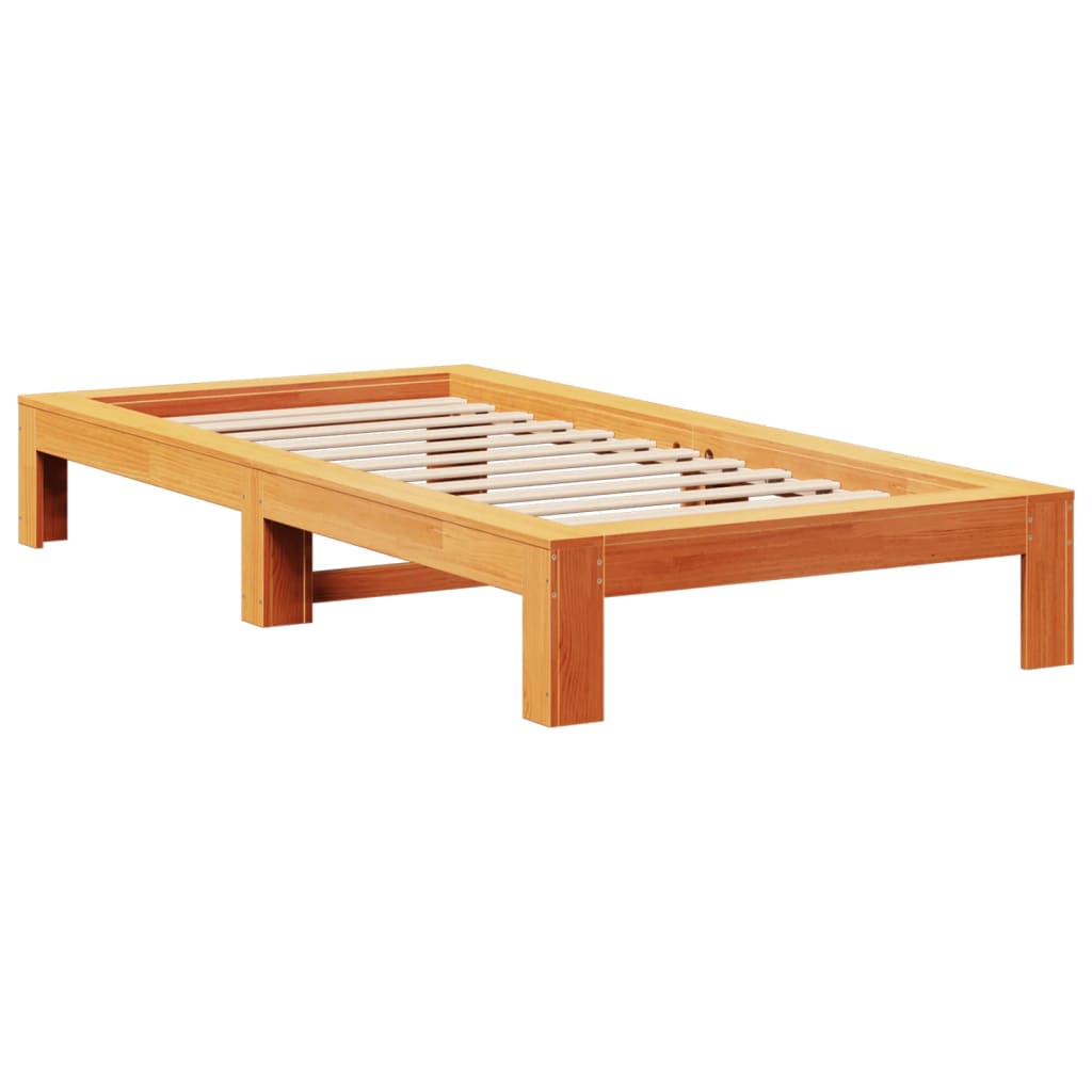 Cadre de lit sans matelas cire marron 100x200cm bois pin massif