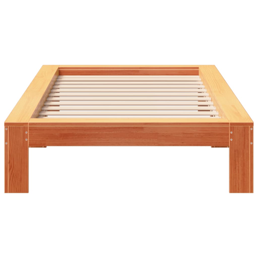 Cadre de lit sans matelas cire marron 100x200cm bois pin massif