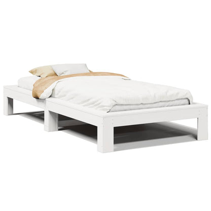 Cadre de lit sans matelas blanc 90x200 cm bois de pin massif