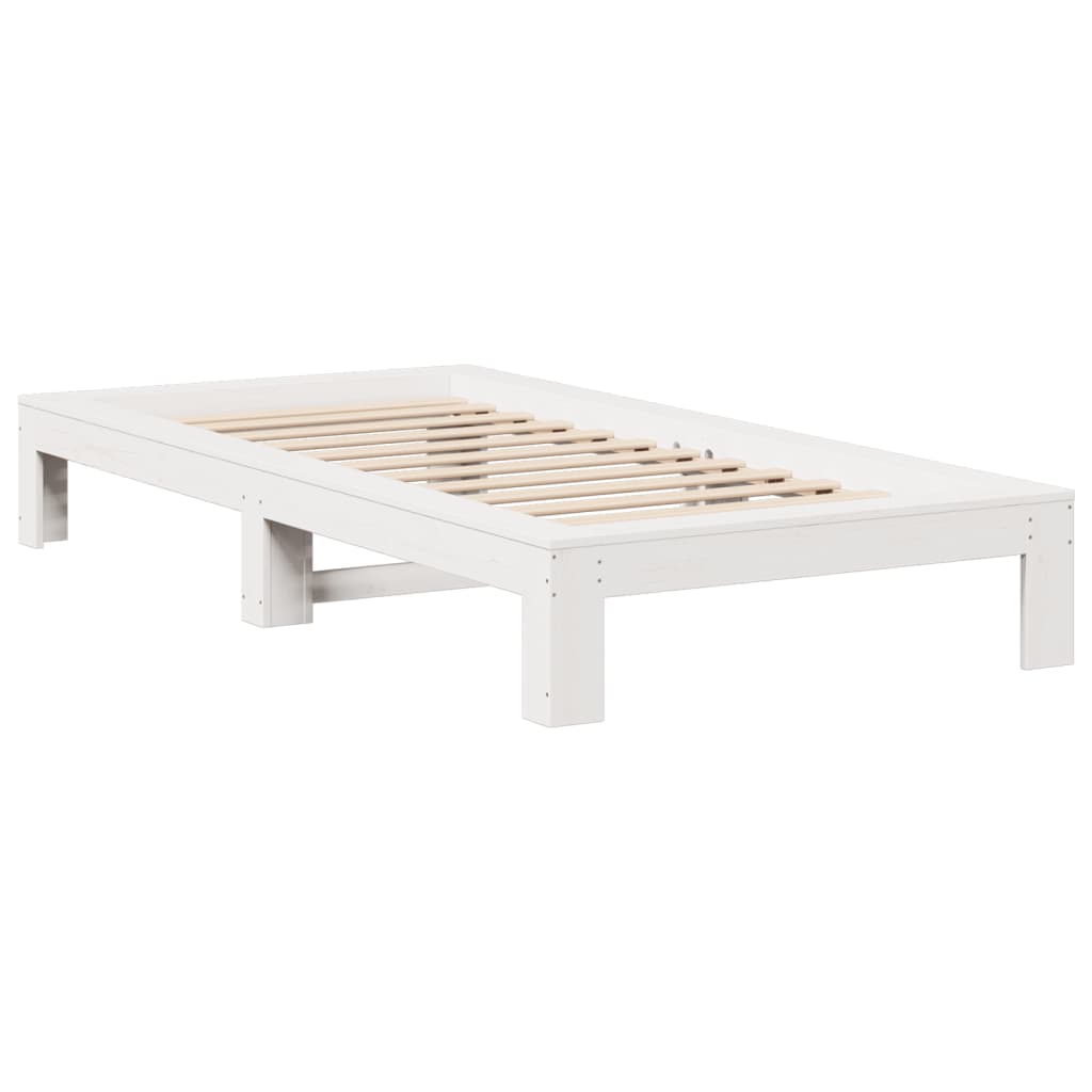 Cadre de lit sans matelas blanc 90x200 cm bois de pin massif