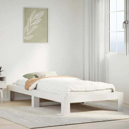 Cadre de lit sans matelas blanc 90x200 cm bois de pin massif