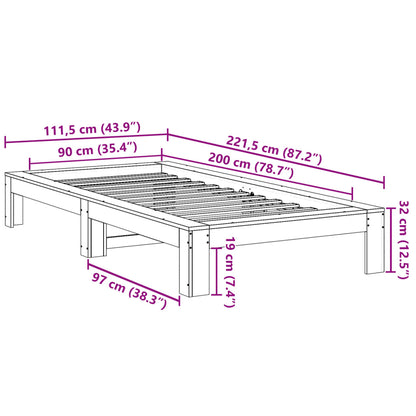 Cadre de lit sans matelas cire marron 90x200 cm bois pin massif