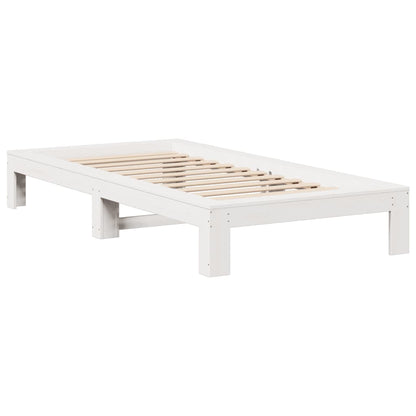 Cadre de lit sans matelas blanc 90x190 cm bois de pin massif