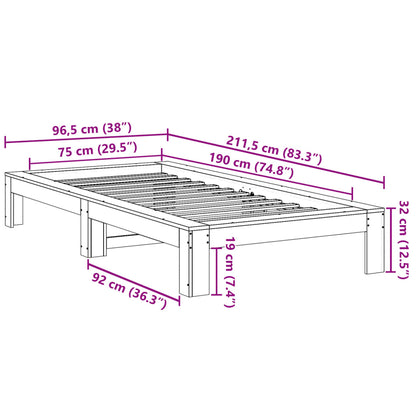 Cadre de lit sans matelas blanc 75x190 cm bois de pin massif