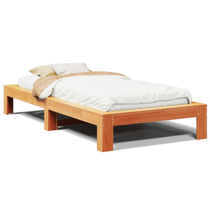 Cadre de lit sans matelas cire marron 75x190 cm bois pin massif