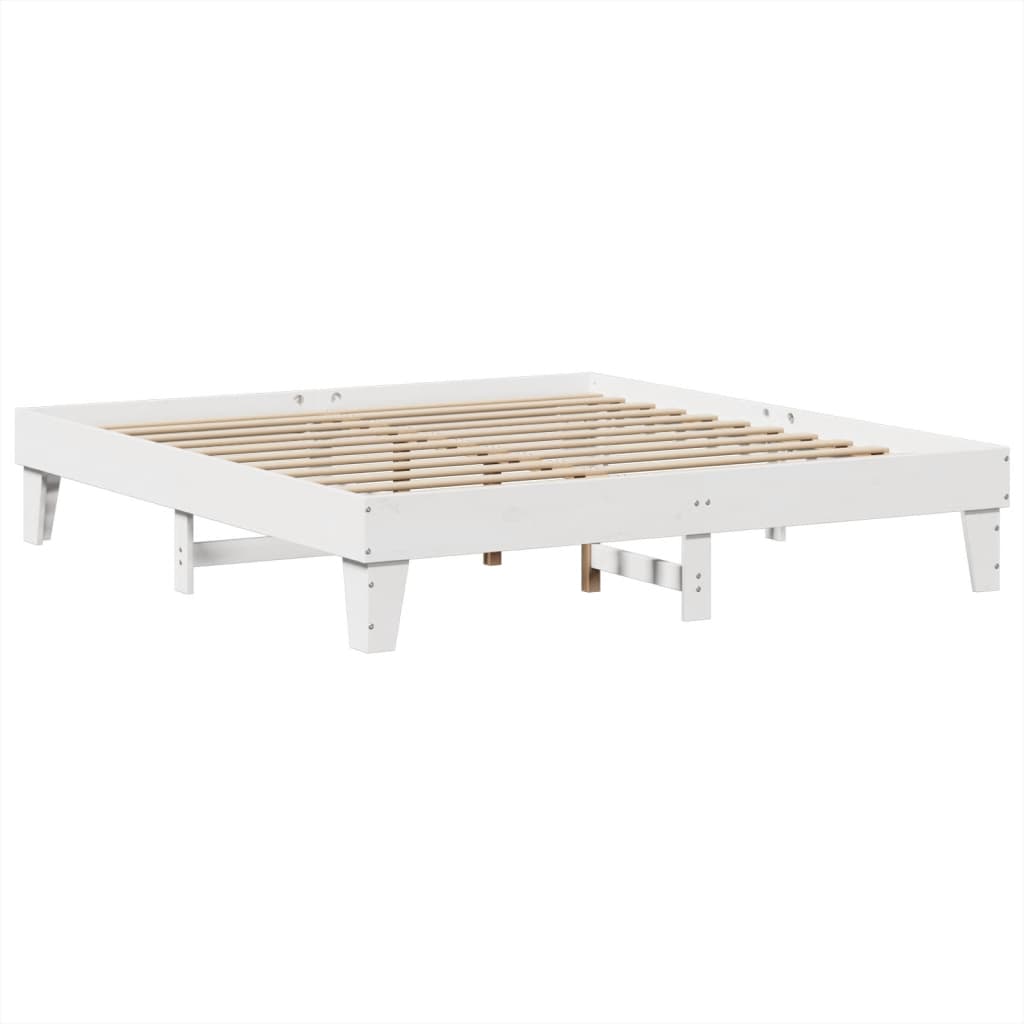 Cadre de lit sans matelas blanc 200x200 cm bois massif de pin