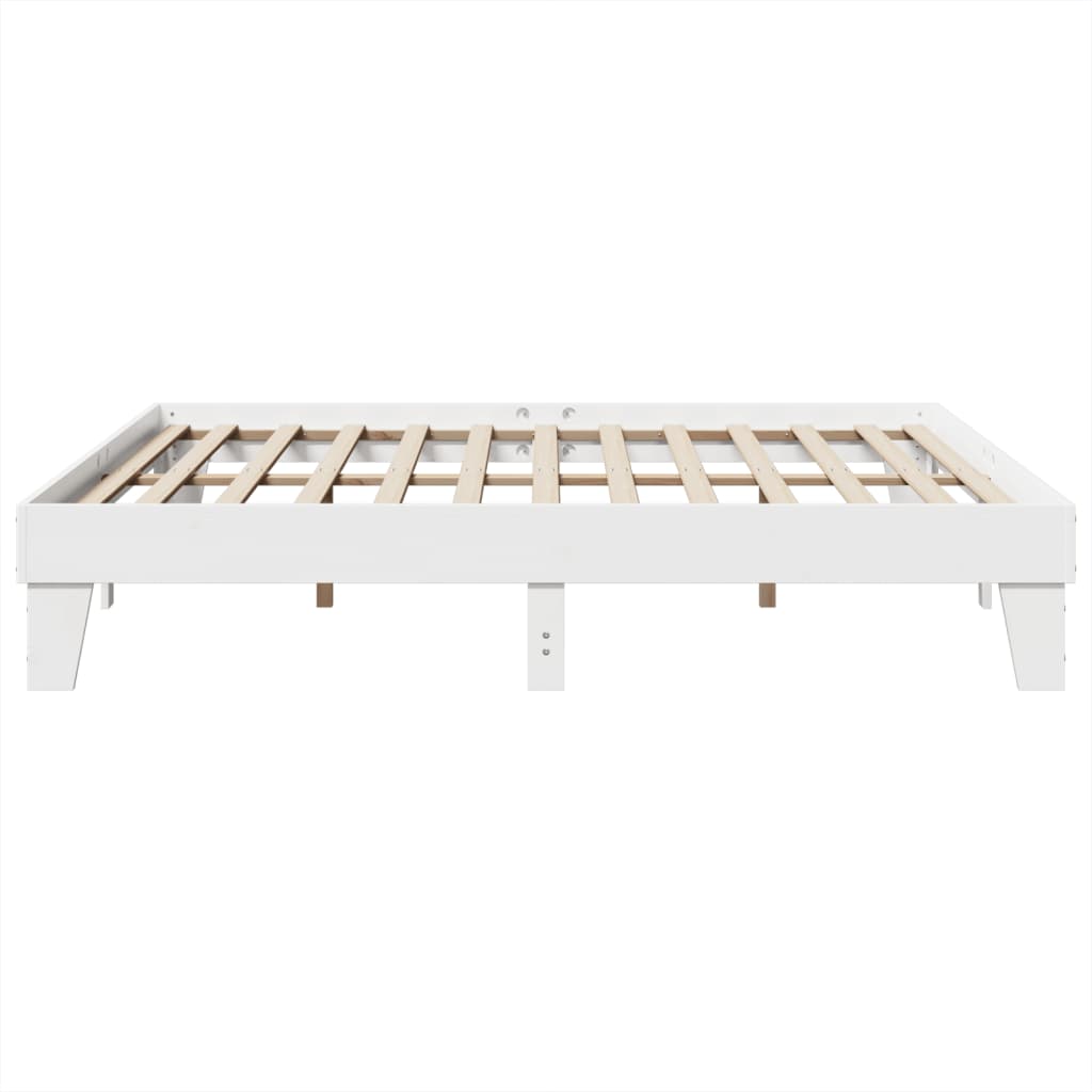 Cadre de lit sans matelas blanc 200x200 cm bois massif de pin