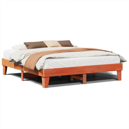 Cadre de lit sans matelas cire marron 200x200cm bois pin massif