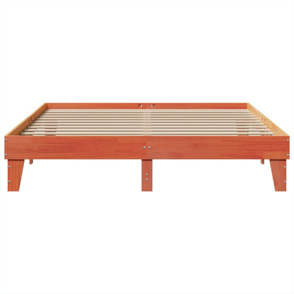 Cadre de lit sans matelas cire marron 200x200cm bois pin massif