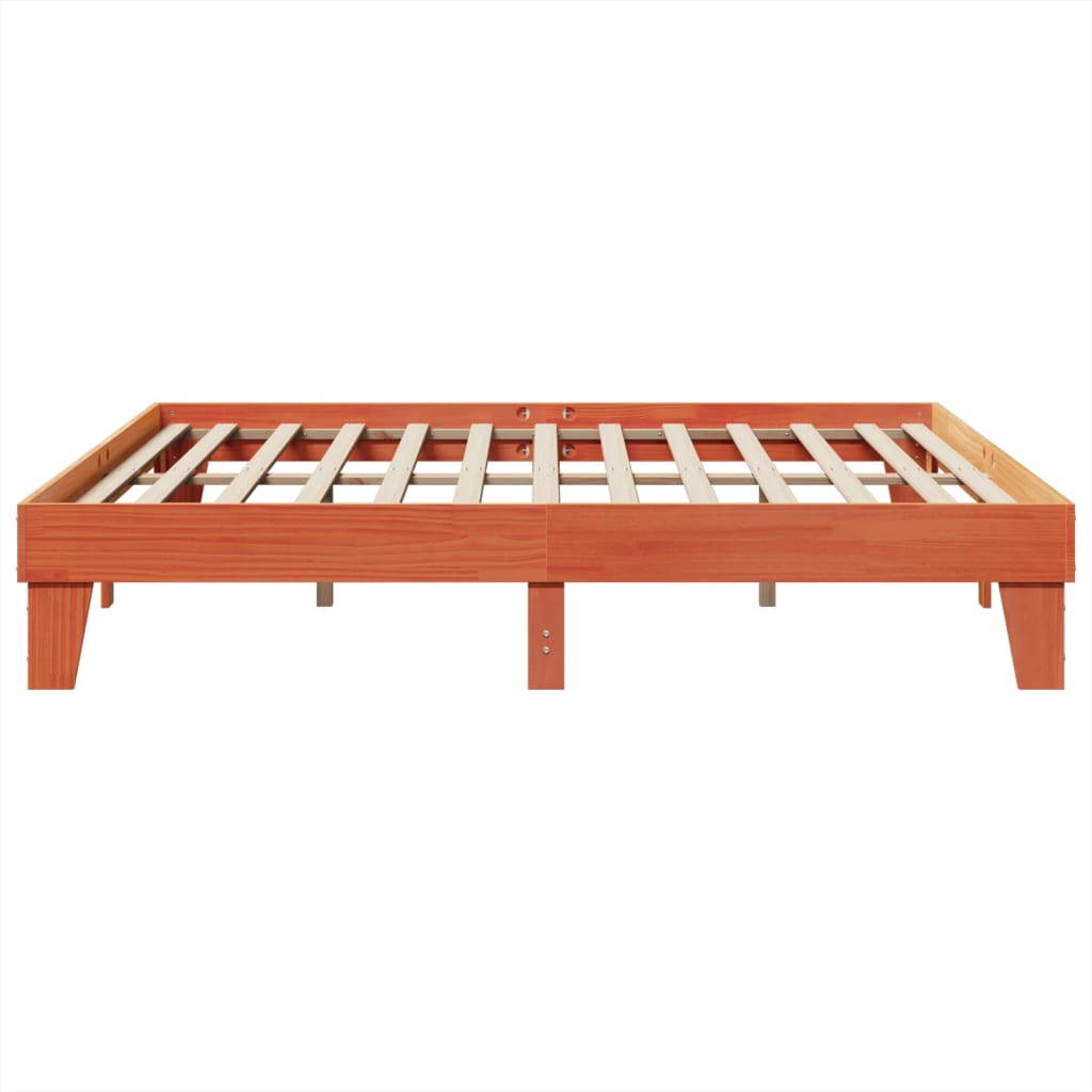 Cadre de lit sans matelas cire marron 200x200cm bois pin massif