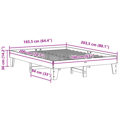 Cadre de lit sans matelas blanc 160x200 cm bois de pin massif