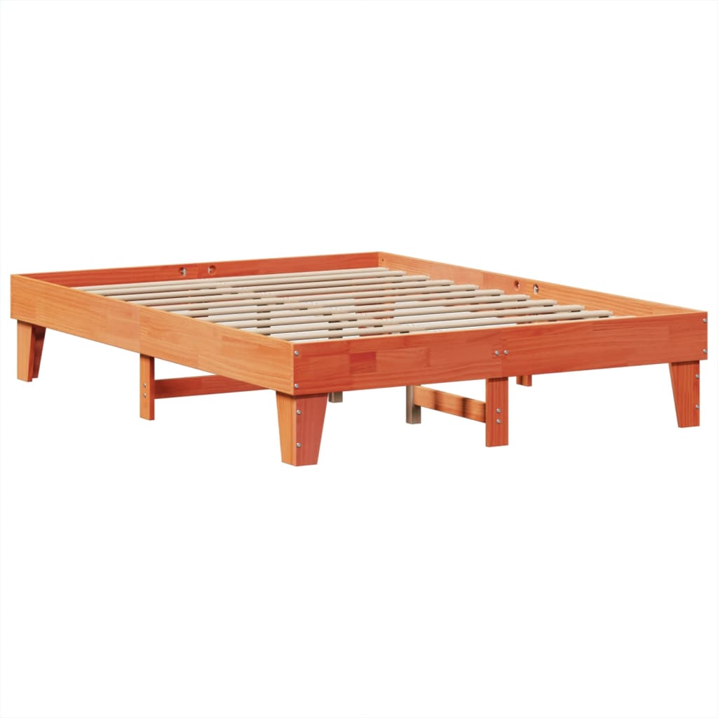 Cadre de lit sans matelas cire marron 160x200cm bois pin massif