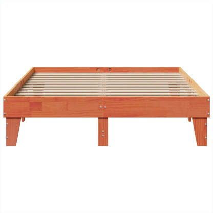 Cadre de lit sans matelas cire marron 160x200cm bois pin massif