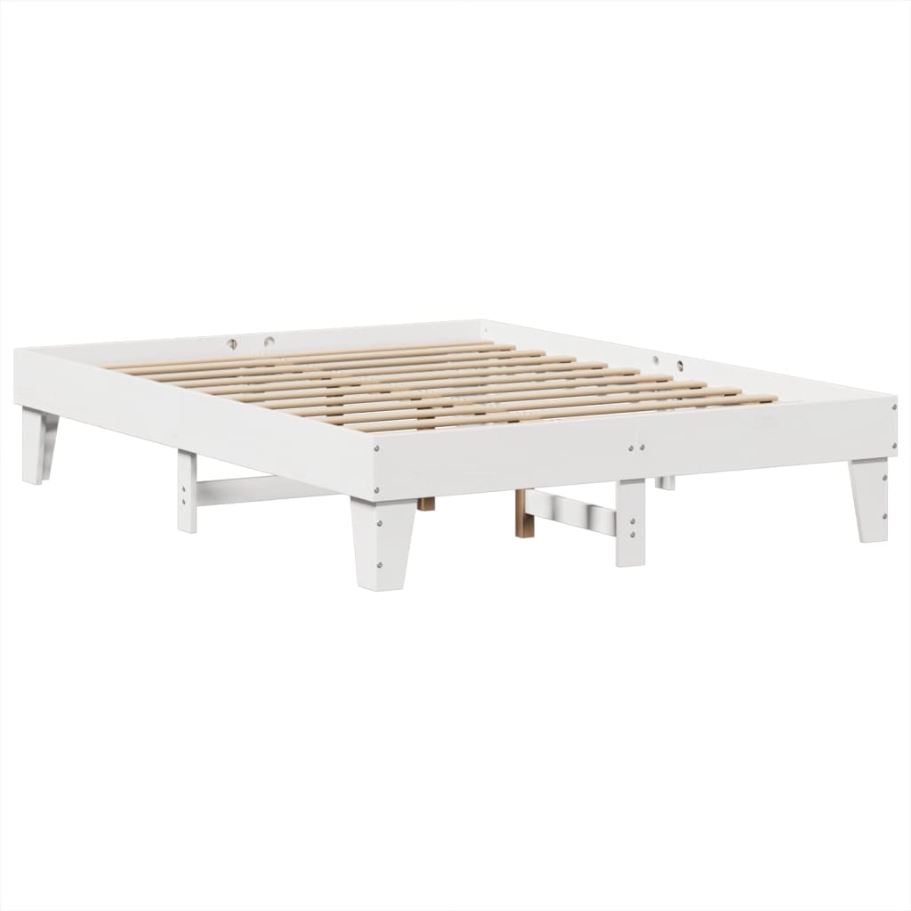 Cadre de lit sans matelas blanc 150x200 cm bois de pin massif