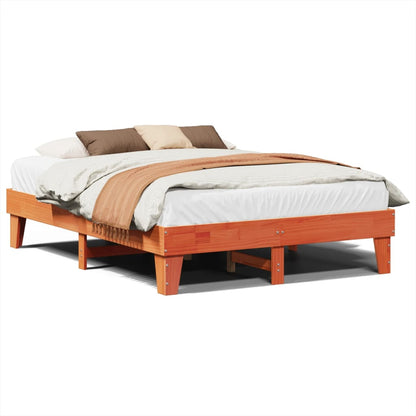 Cadre de lit sans matelas cire marron 150x200cm bois pin massif