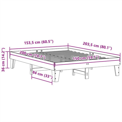 Cadre de lit sans matelas cire marron 150x200cm bois pin massif