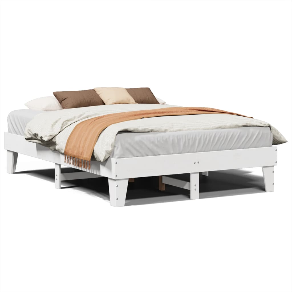 Cadre de lit sans matelas blanc 140x200 cm bois de pin massif