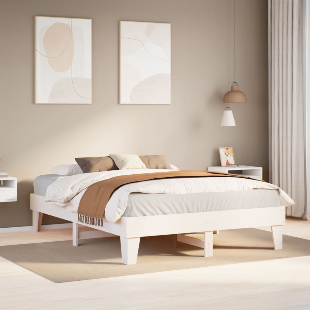 Cadre de lit sans matelas blanc 140x200 cm bois de pin massif